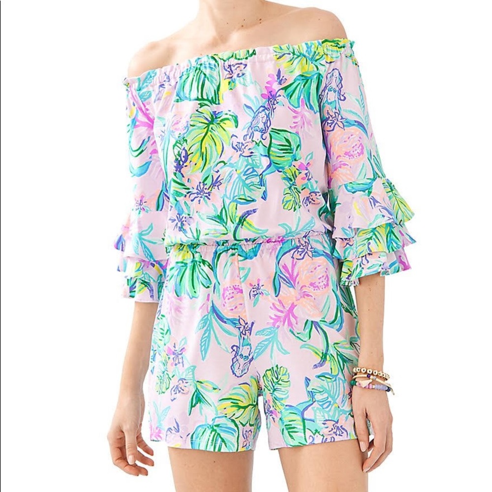 Lilly Pulitzer Calla Romper/Mermaid In The Shade